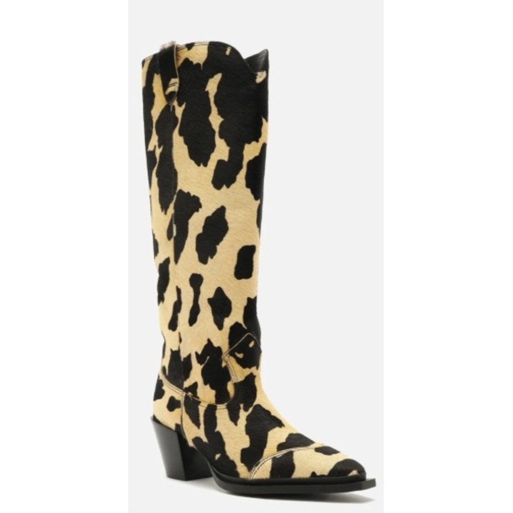 Arezzo Calf Hair Western Boots Women's 8.5B Animal Print Snip Toe
